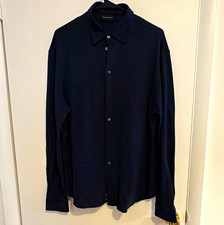 Emporio Armani - Midnight Navy Cotton Shirt - Herringbone - Large picture