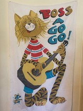 Vintage 60s/70s large  beach towel with BOSS A GO GO art by Vernon McQuiddy picture