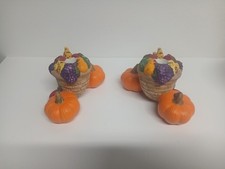 Partylite Harvest Time Taper Candle Holders Cornucopia Pumpkin  picture
