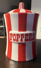 Jonathan Adler Vice Poppers Canister - White/Red Striped, EUC-Rare & Retired picture