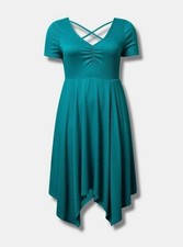 Torrid 2 Fanfare Teal Rib Knit Midi Skater Dress Fit Flare NWT Plus Size picture