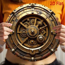 Retro Industrial Steampunk Gear Wall Clock Tin Metal Signs Home Décor 8x8  picture