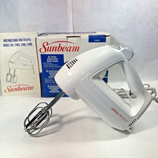 Vintage 1994 Sunbeam 6 Speed Mixmaster Hand Mixer 2485 Turbo 200W Tested Works picture