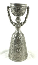 Vintage Fein Zinn Pewter Figural Wedding Toasting Chalice Germany,  picture