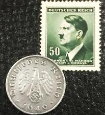 Rare WW2 German 10 Reichspfennig Coin and Unused Stamp Historical WW2 Authentic picture