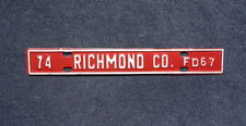 1974 RICHMOND County VIRGINIA License Plate Topper FIRE DEPARTMENT - FIREFIGHTER picture