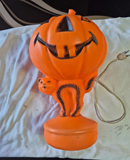 Vintage Style Halloween Jack-O-Lantern Pumpkin Cat Plastic Lamp, Plug-In picture