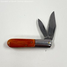 Vintage Barlow 2-Blade Pocket Knife with Orange Bone Scales picture