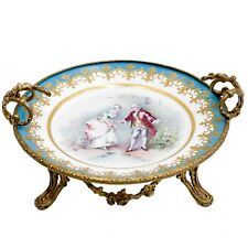 Sevres France Hand Painted Porcelain Gilt Bronze Mounted Compote Courting c1920 picture