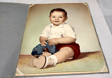 Vintage Sacramento California Baby Photo Hand Painted Oil Laws Studio 8x10 picture