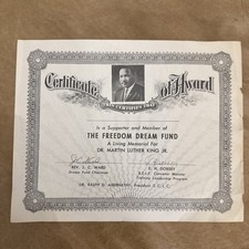 Vintage Dr Martin Luther King Jr SCLC Freedom Dream Fund Certificate Ephemera picture