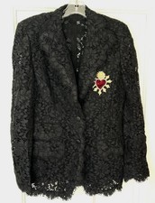 Dolce & Gabbana Guipure Black Lace Sacred Heart Blazer Floral Runway 46 picture
