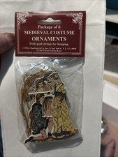 SEALED VTG 1998 SHACKMAN DIECUT CHRISTMAS MEDIEVAL COSTUME ORNAMENTS PK of 6 picture