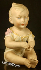 1920's Antique Rudolstadt Marked Germany Boy Sitting Bisque Piano Baby Figurine picture
