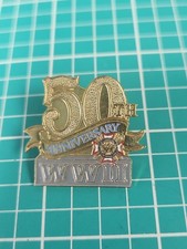 Vtg 50 Th Anniversary Of WWII WW2 World War 2 VFW Gold Tone Lapel Pin picture