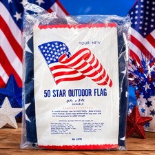 Vintage 50 Star American Flag 3x5 Sealed NOS Cotton RN 23710 USA 1960s Patriotic picture