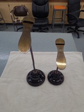 Antique Harris/Sheldon brass & ceramic/terracotta shoe display stands 1900-1910 picture