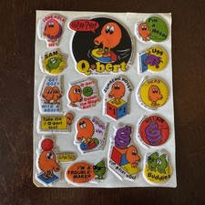Vintage 1982 Gottlieb Q*bert Puffy Sticker Sheet Arcade Video Game Unused READ picture