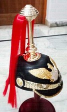 WW2 Costume Helmet Prussian Leather German Officer Helmet Pickelhaube With Plume picture