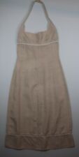 Vintage NARCISO RODRIGUEZ Fitted Ecru Linen Flax Halter Top Dress S 2 4 6  picture