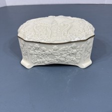 Lenox Porcelain Embossed Wedding Promises Bells 5.5” Music Box Plays Moon River picture