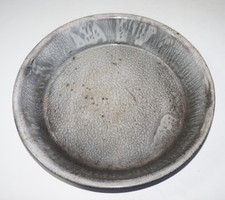 Vintage Mottled Gray Enamelware Pie Tin Plate 10