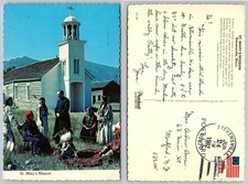 St. Mary's Mission Stevensville MT Flathead Indians Priest 1982 Postcard picture