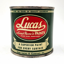 Vintage Lucas Paints Advertising Tin Litho Coin Bank Mini Paint Can Philadelphia picture