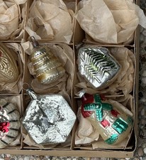 Vintage German Blown Glass Hand Painted Barrel House Glass Ornaments  picture