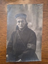 WWI French soldier wearing barbed wire RPPC portrait picture