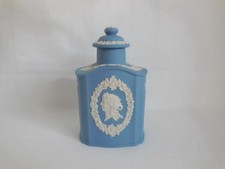 Wedgwood Blue Jasperware 6 Inch Tea Poy Bottle With Lid  - A/F with small split picture