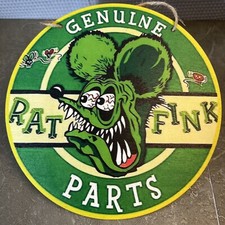 🔥NEW Ed Roth Rat Fink RF Hot Rod 8” Round Sign Mechanic ODD T-Bucket Muscle Car picture