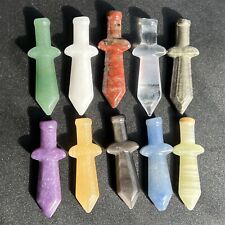 10pcs Wholesale Natural Mixed Sword carved Quartz Crystal Skull Knife healing 2