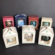 Lot of 7 Vintage Hallmark, Holiday Greeting Christmas Ball Ornaments Collectible picture
