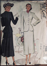 Vintage 1948 McCall's Ladies Suit Jacket w/Peplum & Skirt Pattern #7268 Sz 18 picture