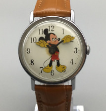 Vintage Timex Disney Mickey Mouse Watch Men Silver Tone 33mm 1970's New Battery picture