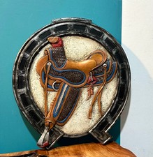 Western Horseshoe Saddle Wall Plaque Rustic Cowboy Ranch Farmhouse Decor picture