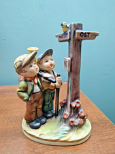 Vntg Hummel CROSSROADS Boy Hikers Blue bird Goebel Figurine West Germany 6.5