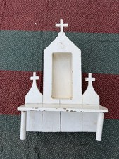 Vintage Handcrafted Wooden Church Wall Shelf Folk Art Shrine Primitive Altar picture