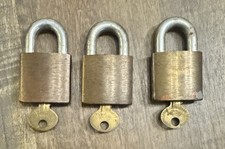 3 Vintage Corbin Cabinet Lock CCL w Key BRASS Hardened Steel Shackle NEW picture