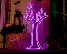 44 IN. NEON PURPLE LED GHOST TREE HALLOWEEN DECORATION 2026 picture