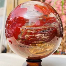 2.66lb Large Jade Natural Petrified Wood Crystal Fossil Sphere Ball Specimen picture