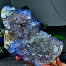 9.57LB Natural transparent blue purple cubic fluorite mineral crystal sample picture