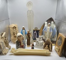 Lot of Vintage Religious Christian Statues and Plaques picture