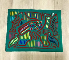 Vintage Panama Guna Kuna Mola Textile Folk Art Animals Fish Birds Hand Sewn MINT picture