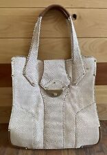 Botkier Large Purse Tote Beige Snakeskin Emboss Leather picture