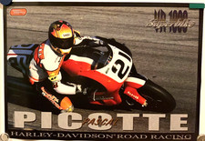 Vintage 90s Harley-Davidson PICOTTE + RUSSELL Road Racing Superbike Poster 24x18 picture