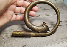 Vintage Small Brass Circular Bugle Horn Coiled Hunting Post Horn Wall Decor picture