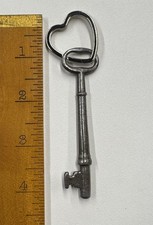 vintage antique skeleton key with heart key ring picture