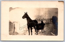 K50/ Interesting RPPC Postcard c1910 Americana Horse-Drawn Sleigh Winter 11 picture